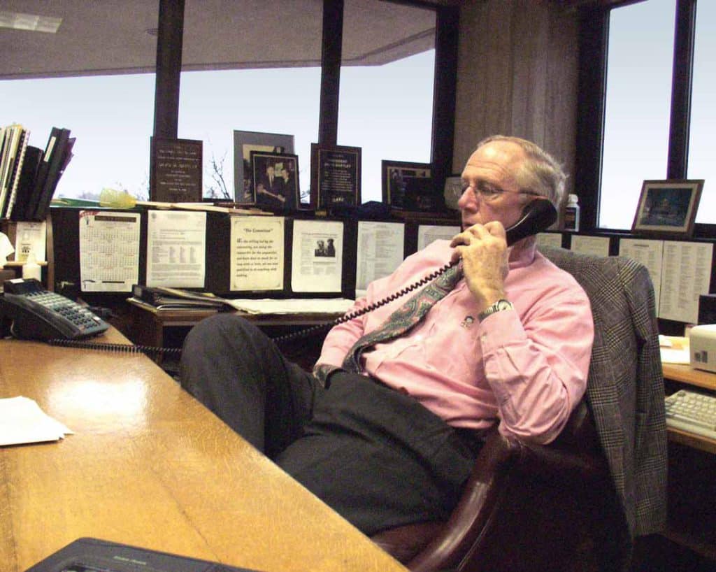 President David Bartley in his office.