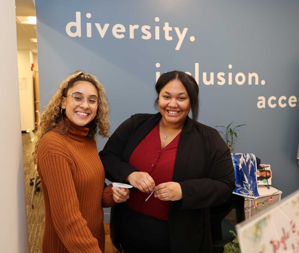 El Centro staffers Sintique Carrillo (community outreach counselor), left, and Shakara Acoff (clerk)