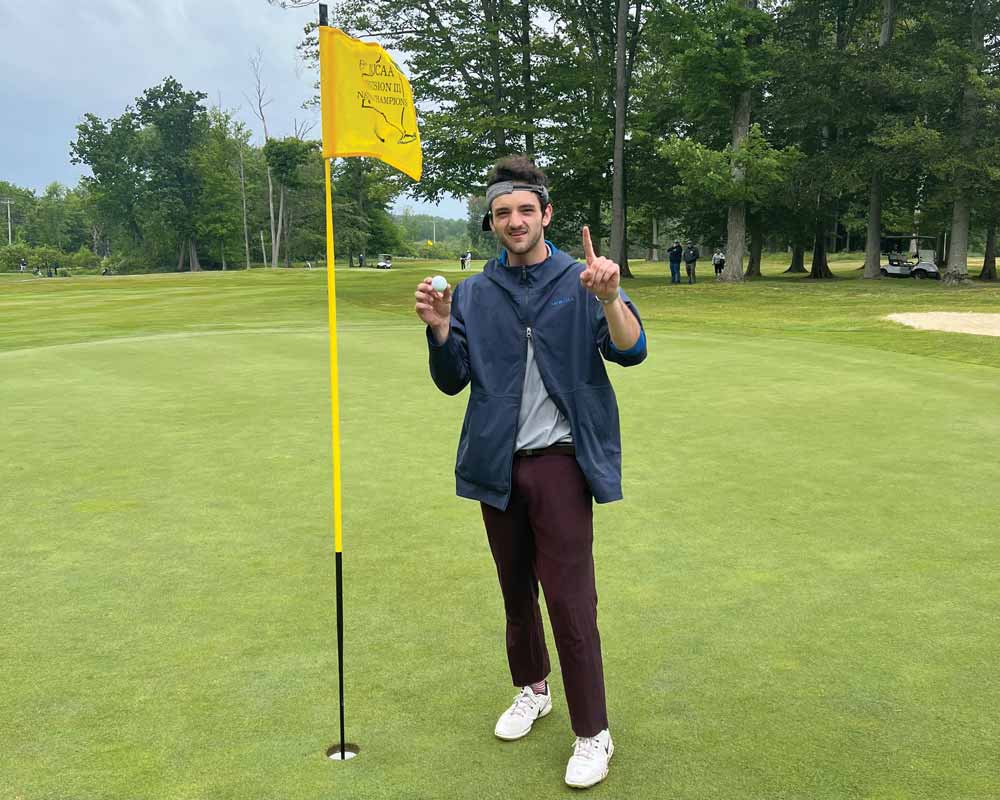 Josh King ’23 after his hole in one (Photo courtesy of Dominik Rodrigo)