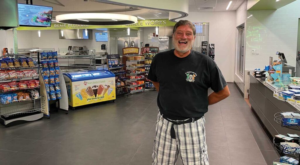 Mark Pronovost ’81 in the HCC Food Court shortly before his retirement as director of HCC dining services.