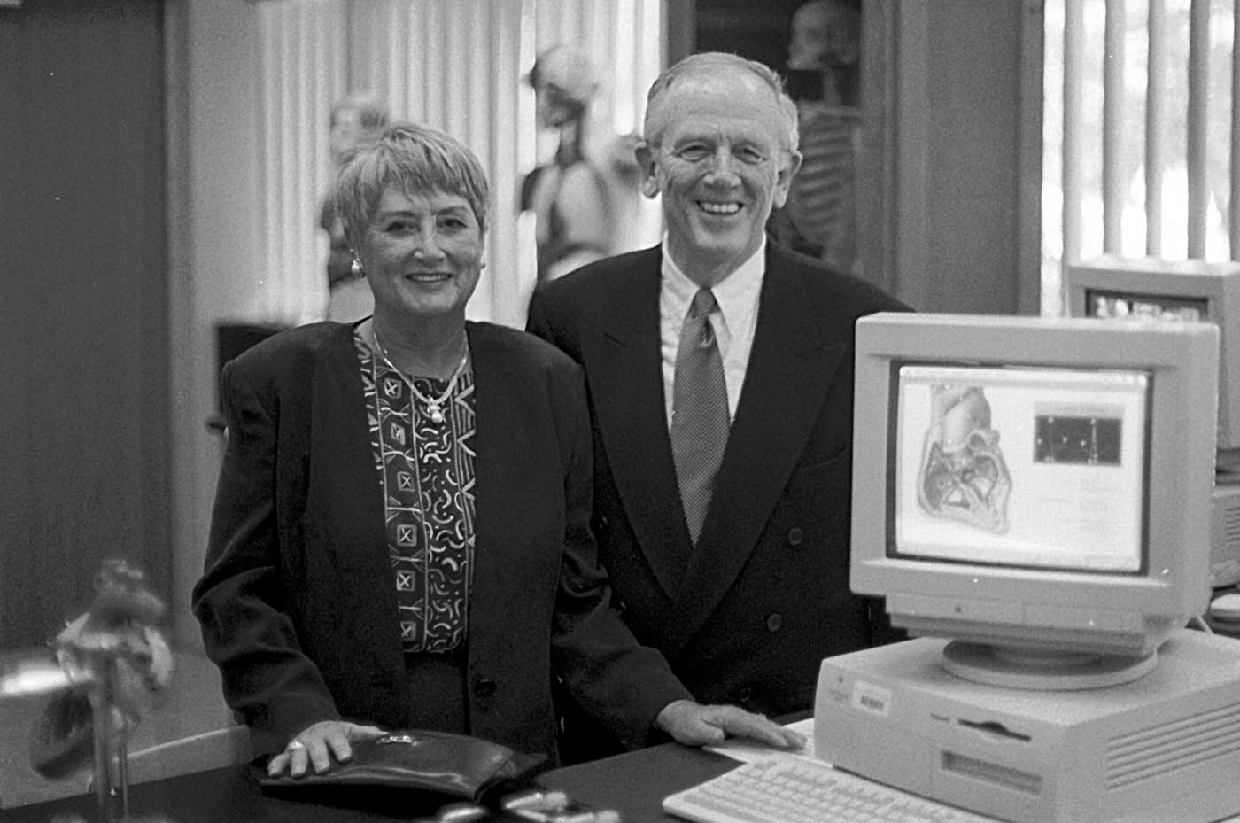 Elaine Marieb ’80 and President David M. Bartley ’54