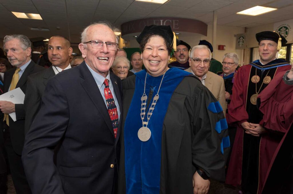 November 2017: Former President David Bartley takes a moment with President Royal after her inauguration.