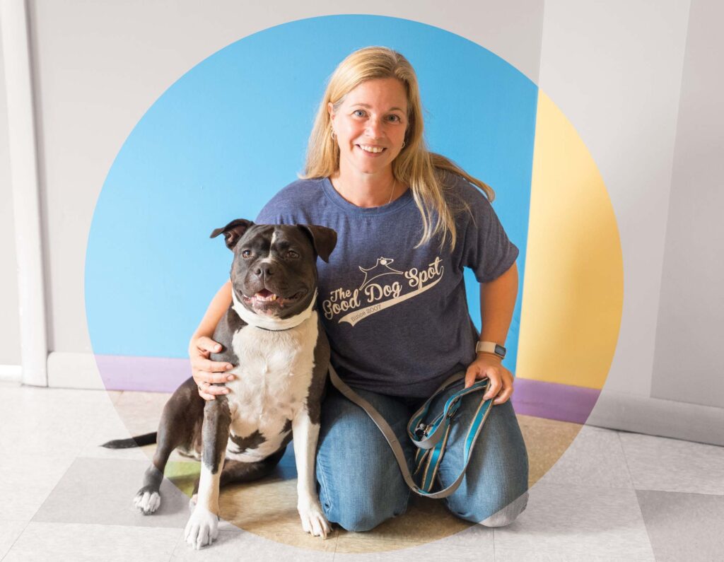 Staples and North, a direct descendant of her first dog, Haley